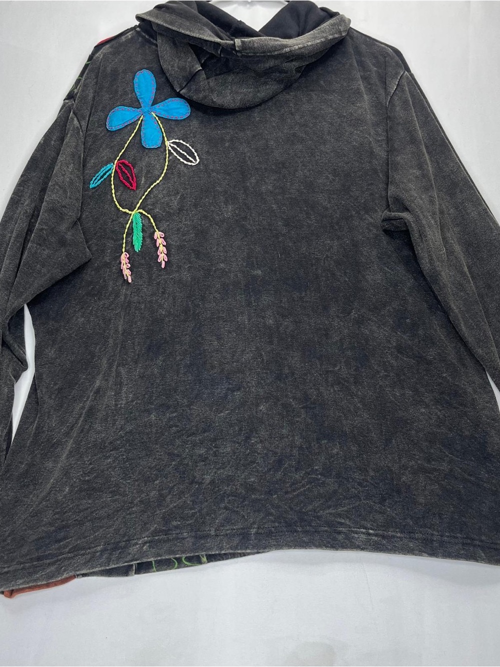 Rising International Multicolor Embroidered Hooded Jacket with Red Accents - Picture 4 of 7